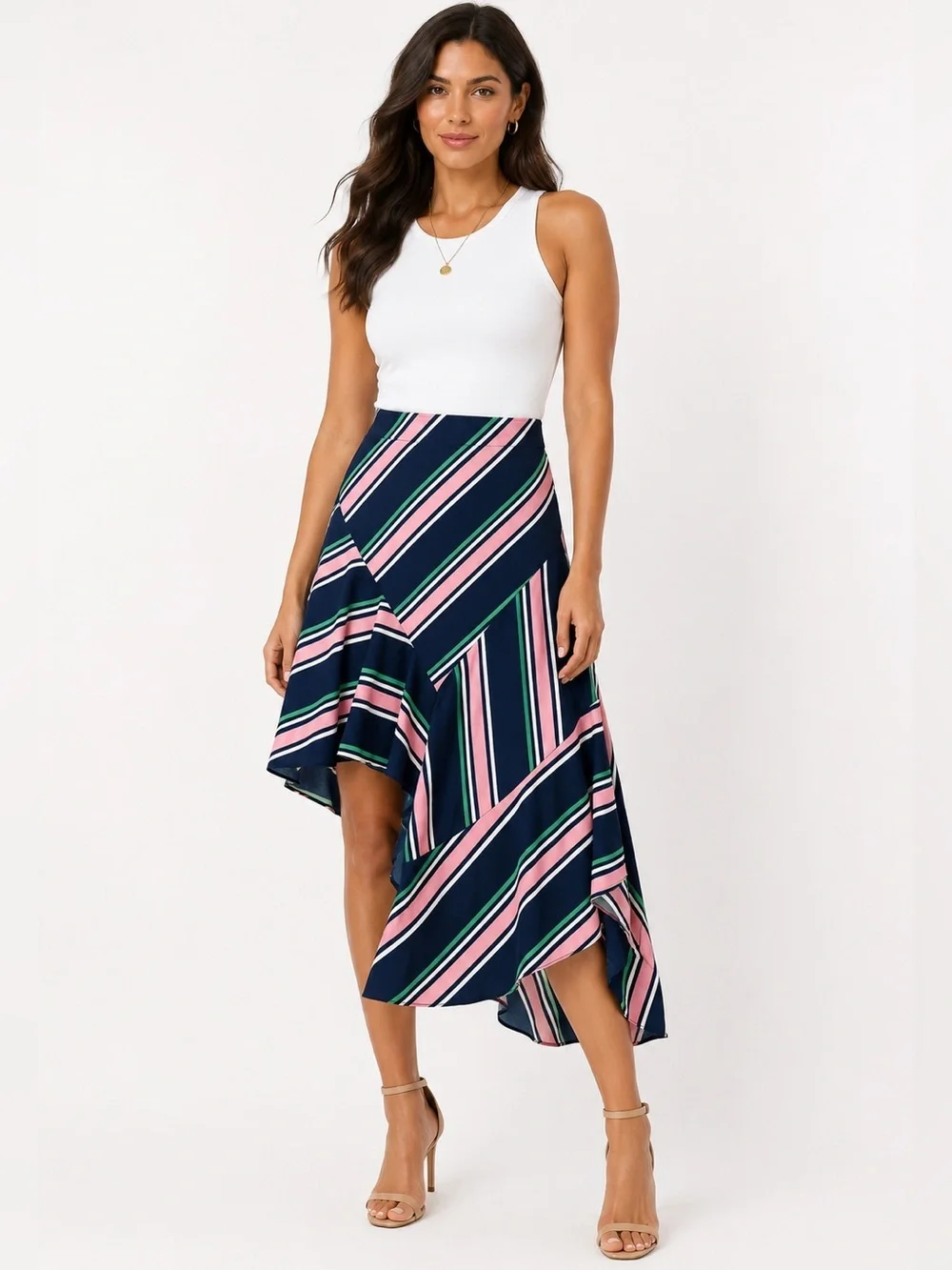 Bar lll Far Side Striped Asymmetrical Skirt Size 6 NWT